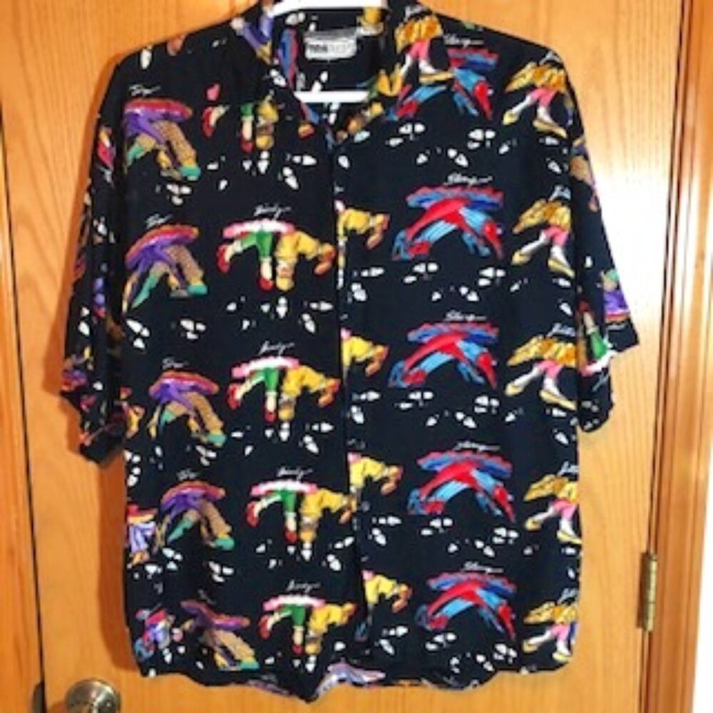 Vintage ParaGraff Men Women Short Sleeve Dancing Dance Shirt Black XL 1X